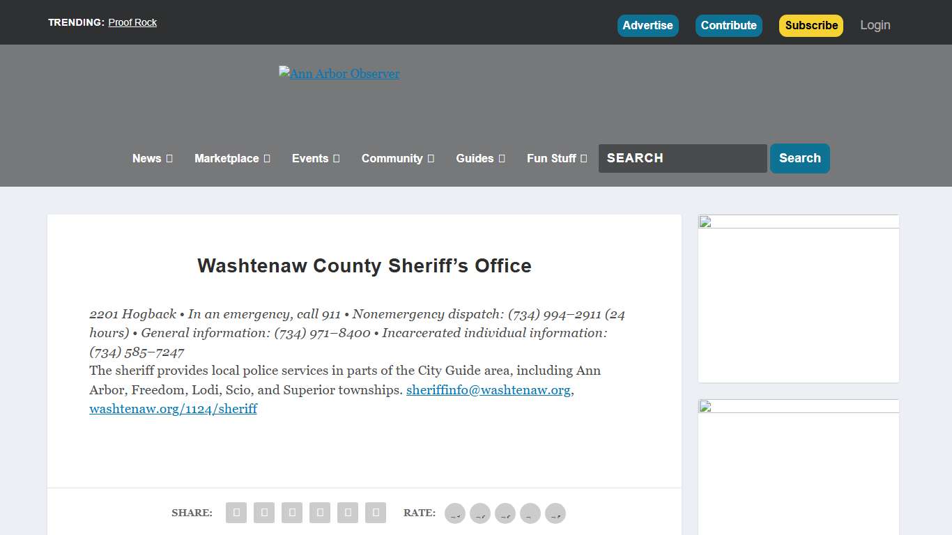 Washtenaw County Sheriff's Office - Ann Arbor Observer