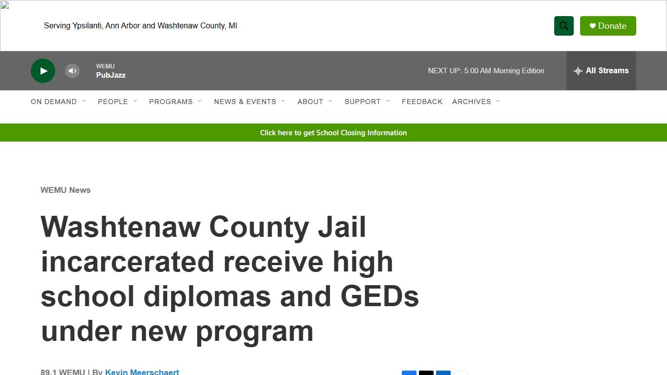 Washtenaw County Jail incarcerated receive high school diplomas and GEDs under new program WEMU-FM